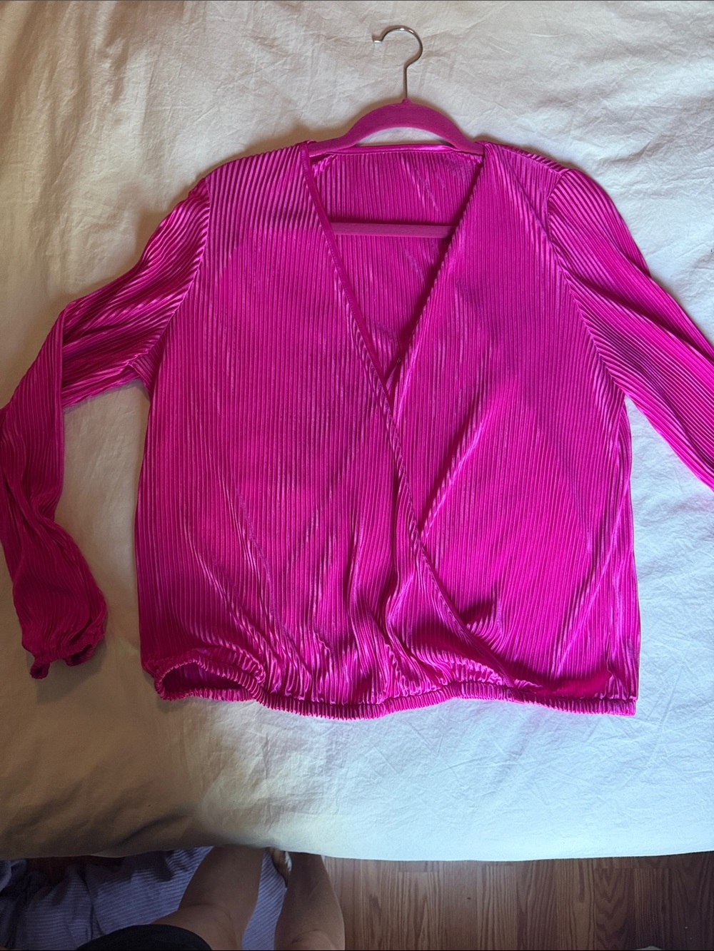 Amazon Women's Hot Pink Pleated Wrap-Style Blouse